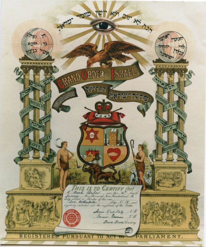 Certificate from Jewish Friendly Society in Glasgow, 1910